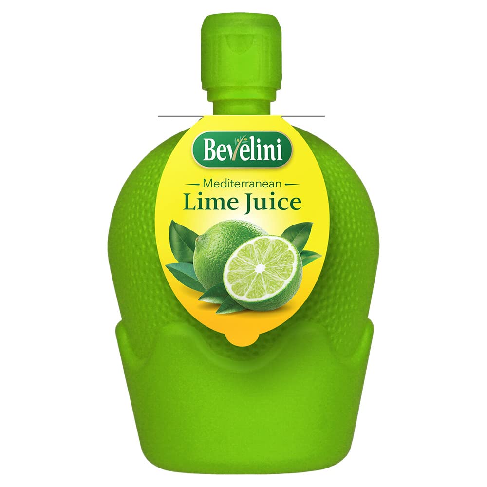 Bevelini Mediterranean 100% Pure Lime Juice Squeezy Bottle, 200ml (Pack of 12). Cute Bottle. Perfect for Margaritas, Cocktails, Tacos, Drinks, Sauces, Salad Dressings