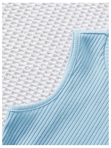 Milumia Girl's 4 Pack Rib Knitted Asymmetrical Neck Sleeveless Fitted Basic Tank Tops3