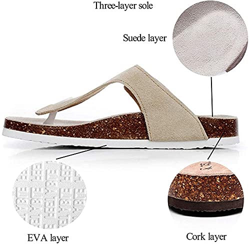 Asifn Women Slide Men Cork Sandal Flat Adjustable Leather Casual Open Toe Shoes Flip-flops Summer4