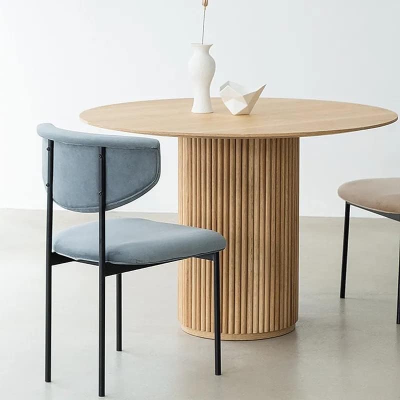 Image of Solid Wooden Round Dining Table Dining Table for Living Room, Bedroom, Hotel & Home, Natural Finish, only Dining tebal (80.01L x 80.01D x 76.2H CM)