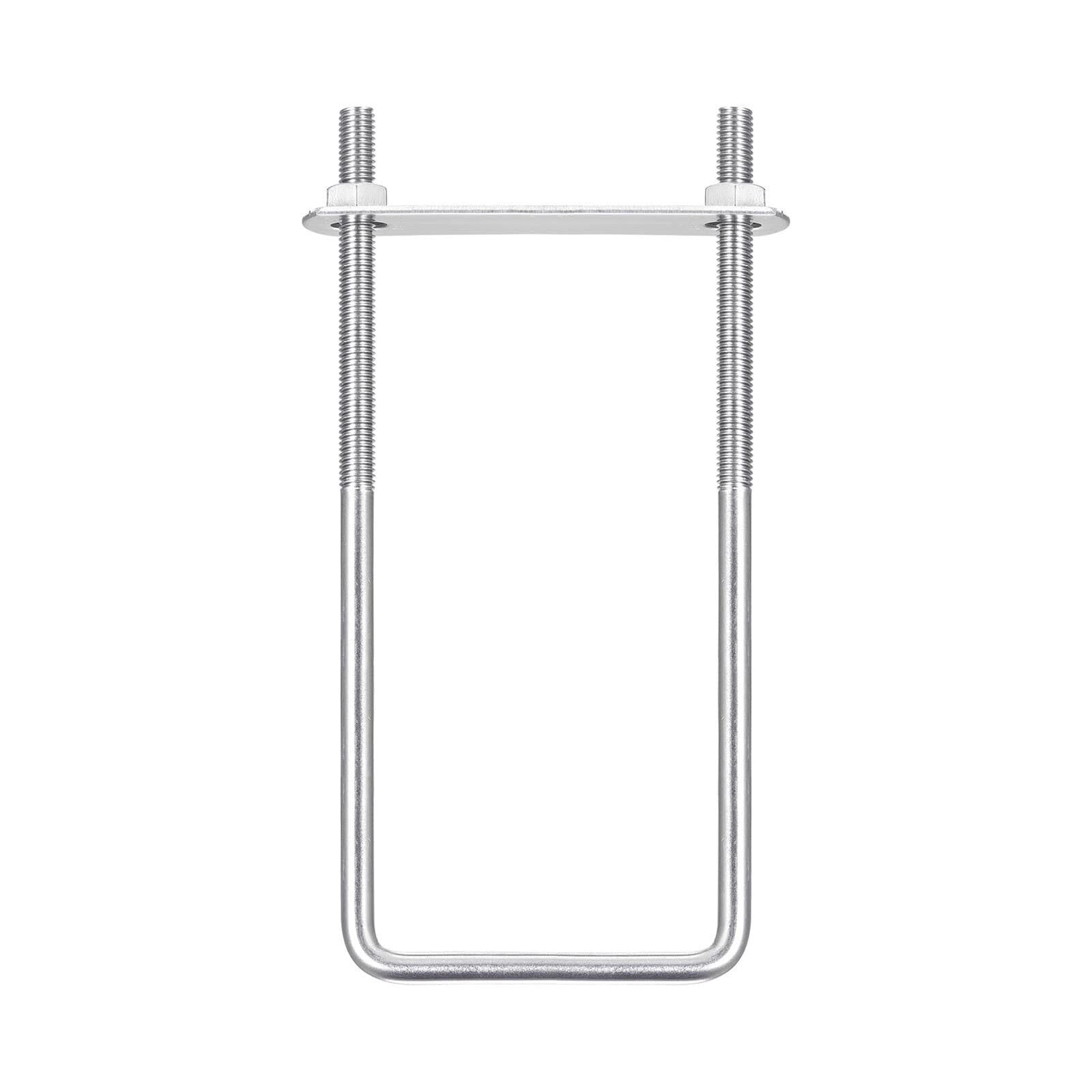 TOP-VIGOR M8 Square U-Bolts, 72mm Inner Width 180mm Length 304 Stainless Steel U-Bolts with Nut