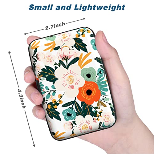 Image of Credit Card Holder, Mini Aluminum Card Wallet RFID Blocking Slim Metal Hard Card Case for Women Men, Colorful Flowers