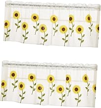 HOMSFOU 2 Peças Cortinas Brancas Margaridas Cortinas Transparentes Cortinas Brancas Cortinas Transparentes Cortinas Estilo Romano Cortina Branca Tule Sólido Meia Gaze Sombra Janela De