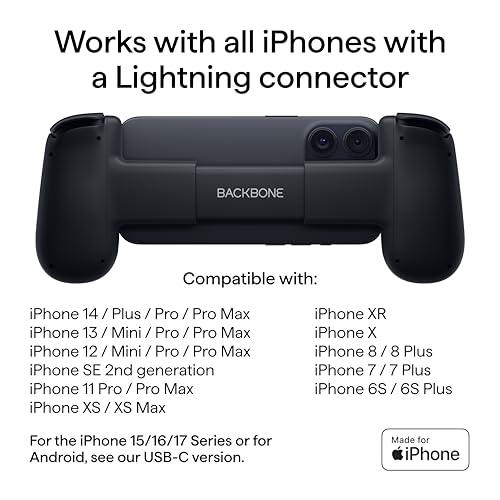 Image of BACKBONE One Mobile Gaming Controller for iPhone 14, Lightning, 1st Gen | For iPhone 14 & Older, Play Xbox, PlayStation, PC, App Games & More