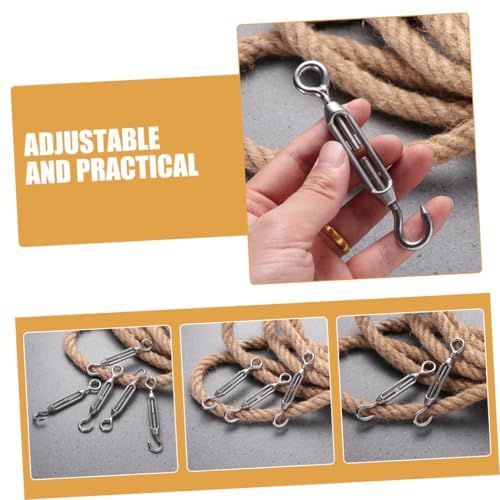 Ciieeo 5pcs Turnbuckles Hooks: Tensores de Gancho de Acero Inoxidable para Instalación de Cable de Tensión miniatura 7