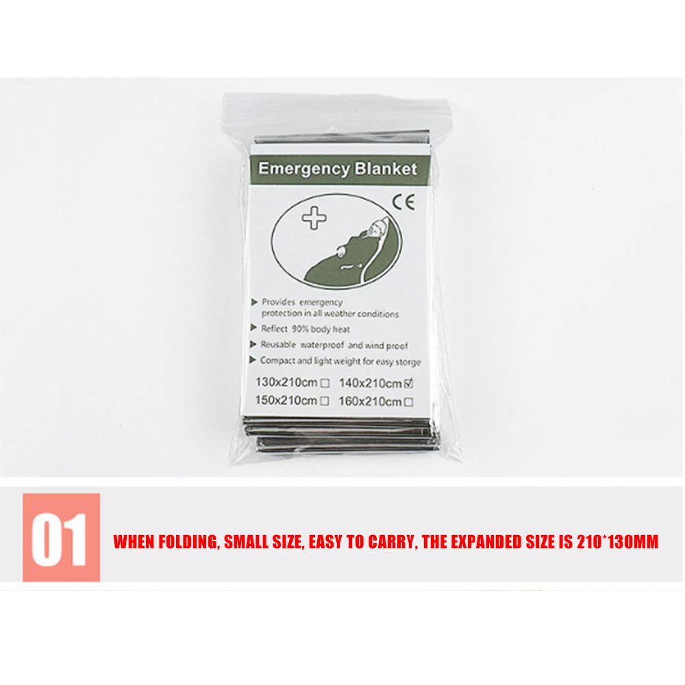 Lot de 10 couvertures de Survie en Aluminium réfléchissant pour Adultes, Couverture de Premiers Secours, Couverture de Premiers Secours pour l'extérieur, la randonnée, Argenté (160 x 210 cm)