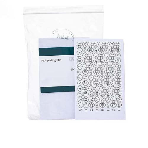 96-Well PCR Plate Sealing Film - Transparent Self-Adhesive Sheets (100-Pack) with Leveling Tool for Laboratory Use(Opaque+Number)