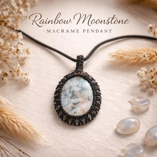Image of REMEDYWALA Gemstone Macrame Pendant for Reiki & Crystal Healing, Natural Stone