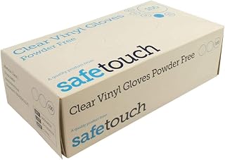 SafeTouch 3 x Powder Free Clear Vinyl Gloves, Medium (Pack of 100)