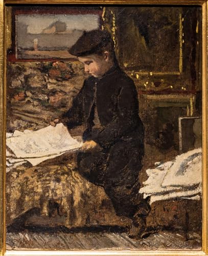 Cuadro lienzo The Little Art Amateur por Telemaco Signorini para pared decorativos de oficina 60x90cm