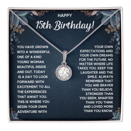 FG Family Gift Mall Quinceanera Gifts For A 15 Year Old Girl Gifts For 15th Birthday Gift Ideas For Teen Girls Necklace Jewelry with Message Card And Gift Box