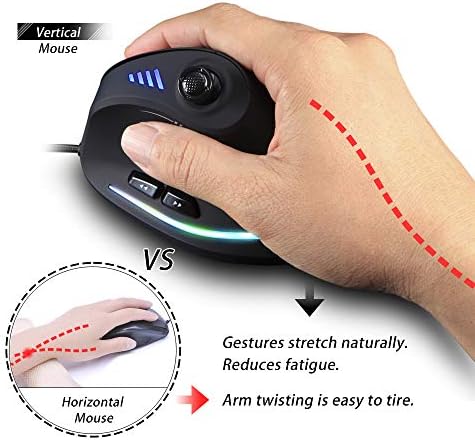 zelotes Wired Gaming Mouse with Joystick,10000DPI,11 Programmable Buttons,Vertical Ergonomic Mouse,USB Optical Computer Mouse,PC Gaming Mouse for Laptop,PC,Black - 2