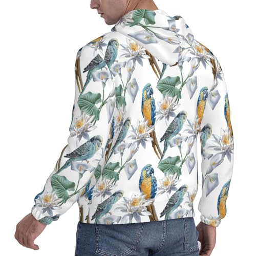Sweat à capuche tendance imprimé perroquets avec finitions intérieures doublées - 4