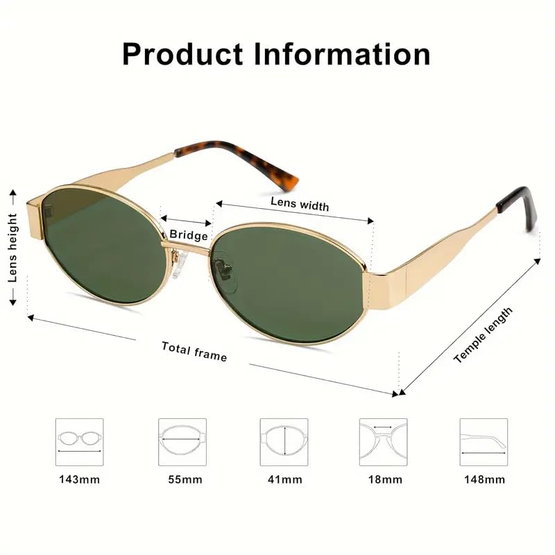 Vintage-Inspired Oval Metal Sunglasses for Women, Fashion Look Sunglasses3