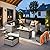 ovios 9 Pieces Patio Furniture Set, Outdoor Sectional Sofa with Swivel Rocking Chair, 42" Fire Pit Table, Wide Arms and Deep Seat, Modular Wicker Rattan Conversation Set, Black