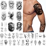 Temporary Fake Arm Tattoos Adult Women Men, 36 Sheets-50Styles Waterproof Cholo Day of the Dead Chicana Guadalupe Gangster Prisoner Mexico, Chicano Party Decorations, Halloween Tattoos