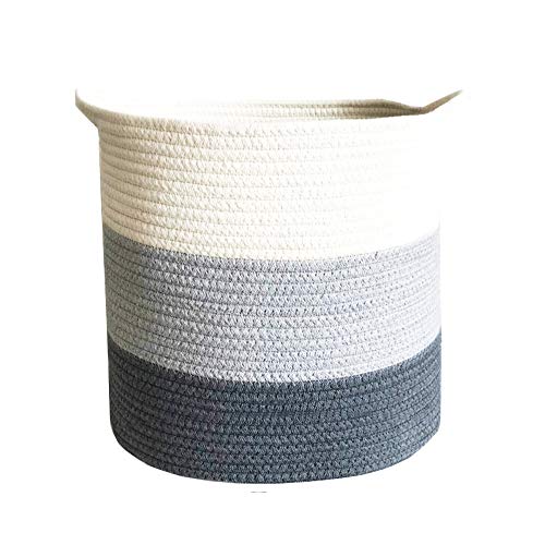 Wintao Korb aus Baumwollseil, gewebter Naturkorb, Baby-Wäschekorb, Spielzeug-Aufbewahrung, Organizer, 3 Farben, D35 x H33 cm  groß