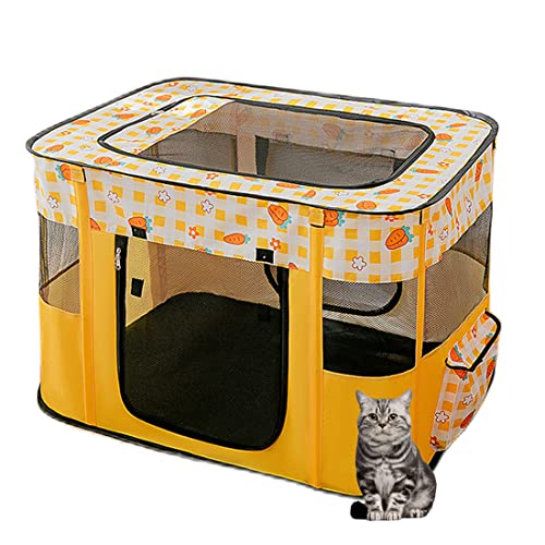 Benebomoペットサークル 猫ケージ 長方形 折りたたみサークル プレイサークル ペットケージ ソフトケージ ペットハウス メッシュサークル ケージ 通気性 出産用 軽量 組立簡単 屋根付き 使用便利 ペットの分娩室 防水防災 アウトドア コンパクト