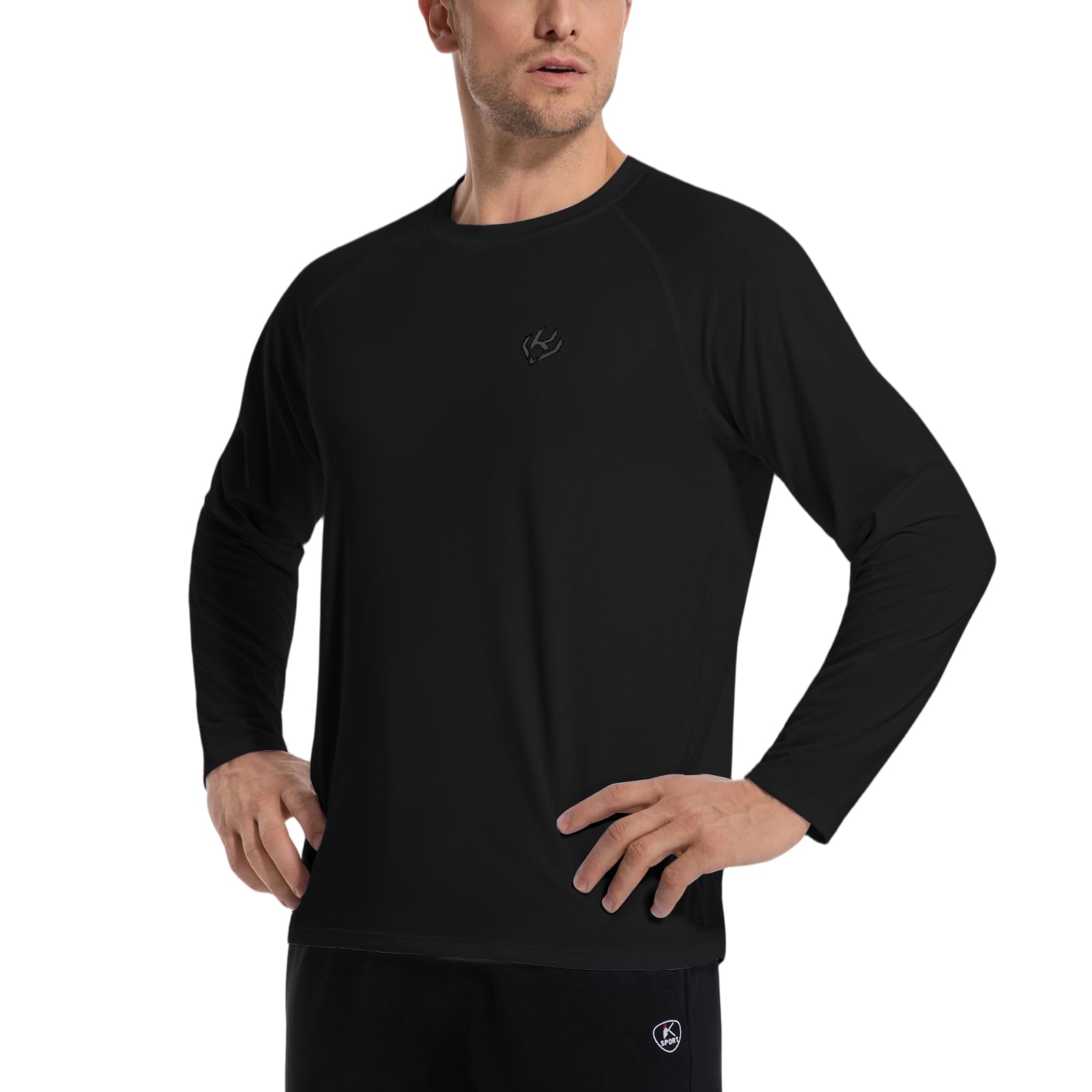 Camisetas Deporte Hombre Secado Rápido Respirable Camisetas Manga Larga Camiseta Funcional Ligera de Shirt UV Protección Top Cuello Redondo Holgado Shirts Aplicable Correr Fitness Entrenamiento