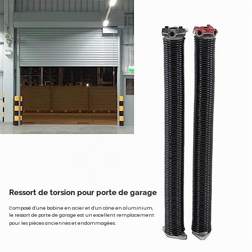 Ausla 2 Ressorts de Torsion pour Porte de Garage de 2 Pouces, Fabriqués en Bobine d'Acier et Baril en Aluminium, Minimum 18 000 Cycles pour Remplacement et Installation Familiale (11x70cm)