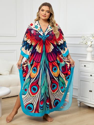 Image of Kaftan Dress for Women - Plus Size Caftan Maxi Beach Dress Moo Moos Loungewear, Swimsuit Cover Up for Beach, Pool or Vacation