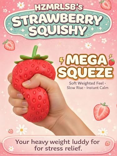 Squishy Squeeze Strawberry Giant Jumbo Big 5 Inch Slow Rising Stress Ball, Realistic Fruit Squeeze Toy for Relief, Adults Kids Sensory Fidget Strawberry Squishy Gifts Party Favor(5 Inch Red)