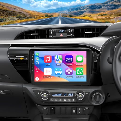 ikasus 4+64G Android 14 Car Stereo for Toyota Hilux 2015-2023 with Wireless Carplay Android Auto, 10'' Touchscreen Car Radio with WiFi GPS Navi Bluetooth FM RDS SWC Mirror Link Backup Camera