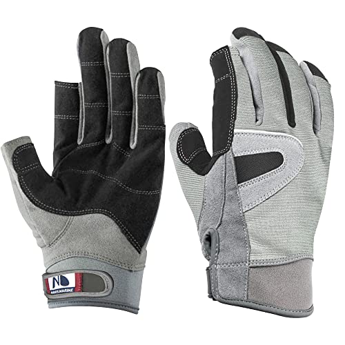 NAVIS MARINE Sailing Gloves for Men Women Rowing Boating Fishing Kayaking All Water Sports Perfect UV Protection Short Finger (Carbon,X-Large)