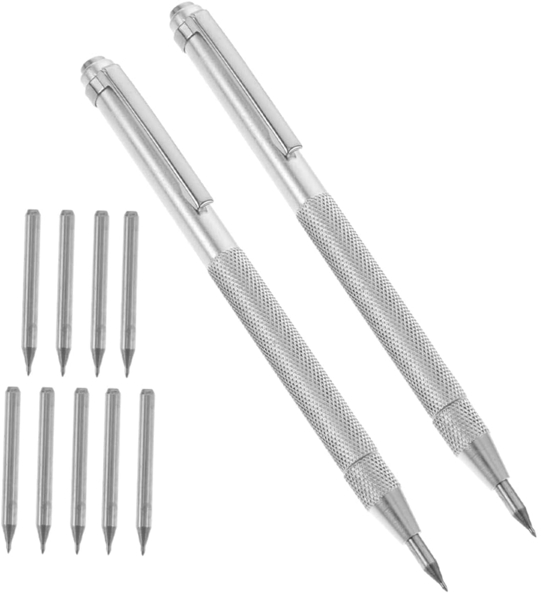 POPETPOP 3sets Tungsten Carbide Tip Scriber Pen with Replacement Tips Precision Marking Tool for Glass Ceramics for Carpenters Builders and Painters