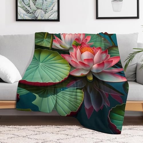 Jeté de canapé résistantes et anti-décoloration Lotus en flannel douce - 3