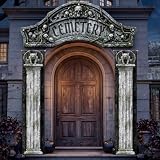 JOYIN 3 pcs Halloween Scary 3D Cemetery Archway Decorations, Spooky Gothic Horror Door Banners Sign Door Cover Decor, Halloween Indoor Outdoor Decoration for Party Supplies Haunted Home