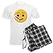 CafePress Emoji-Pyjama-Set mit Gesicht und Thermometer. Gr. L, Mit Checker Hose