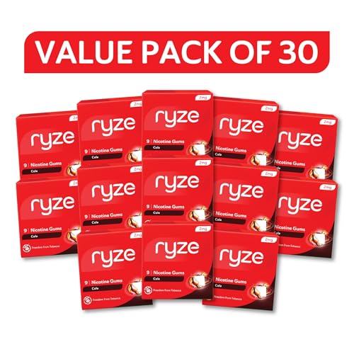 Image of RYZE Nicotine Gum 2mg | 2mg Cola Nicotine Gum | Pack of 30 (270 gums) | Easy on Throat | FDA Approved | Sugar Free | Teeth Whitening Properties
