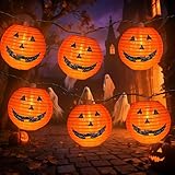Halloween Pumpkin Lantern String Lights, 10 Pack Mini Jack O Lanten Plug in String Lights , 9.8FT Connectable Orange Pumpkins Fairy Lights, Halloween Decorations for Indoor Outdoor Yard Patio Party