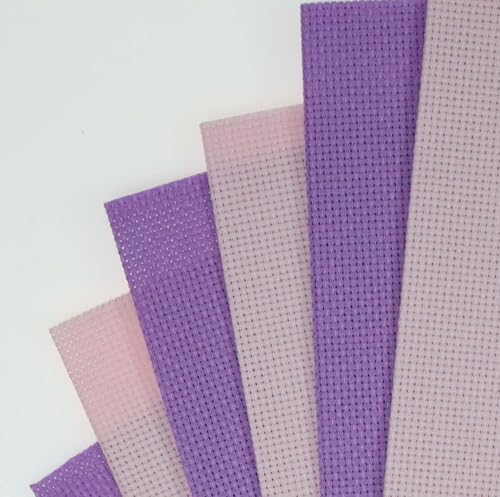 Image of KCS 4 /6 pc of 12 inch x 18 inch 30cmx45cm 16CT Counted Cotton Aida Cloth Cross Stitch Fabric (Lavender+Pink, 6 pc)