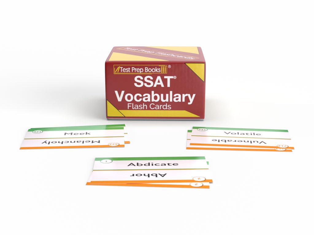 SSAT Vocabulary Study Cards 2026-2027: SSAT Middle and Upper Level Test Prep and Practice [Full Color Cards]      Cards – January 17, 2025