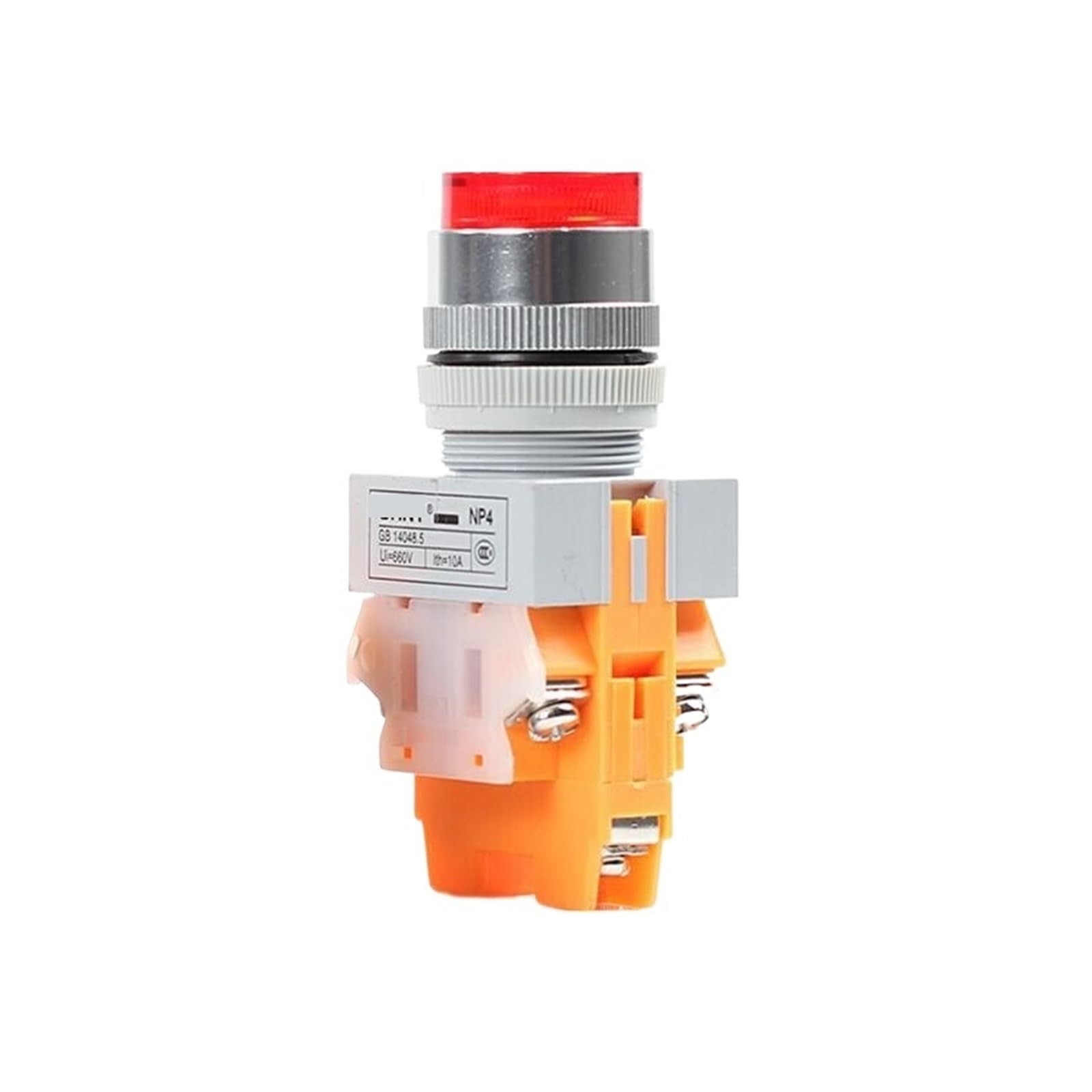 Interruptor de botón pulsador alto iluminado NP4-11DN rojo 220V LED para paneles 2