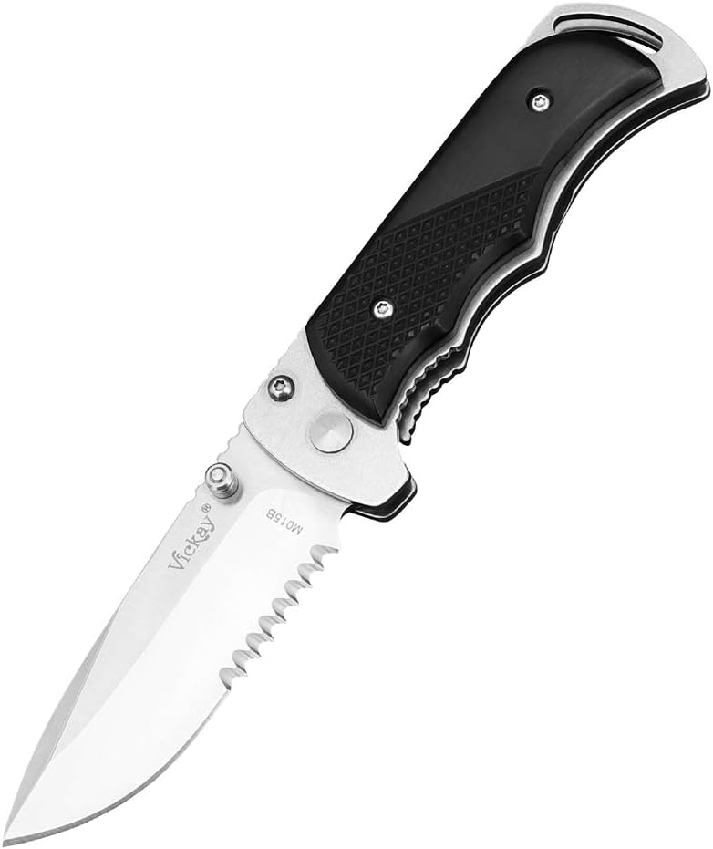 EDC Pocket Knife, 8Cr13MoV Stainless Steel Half Serrated Blade Folding Camping Knife with Color Wood Handle, Liner Lock Perfect for Cutting,Outdoor Fishing, Hiking, Survival, Every Day Carry