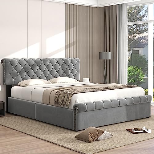 Daesar Doppelbett 140x200 Hydraulisch Funktionsbett mit Stauraum,...