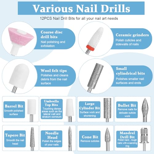 MAYCREATE® Cordless Nail Drill Machine with Drill Bit Kit Professional Adjustable Nail Drill Machine for Gel Nail, Nail Extension, Salon Nail Drill Machine Electric Manicure... - Image 3