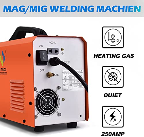 Hitbox 250Amp Aluminum Mig Welder - 5 In 1 Gas Mig/Gasless Flux Mig/Lift Tig/Mma Stick Multiprocess Mig Welding Machine 110V/220V Igbt Inverter Welder Machine With Colorful Lcd Dispaly, Single Pulse #TOP2