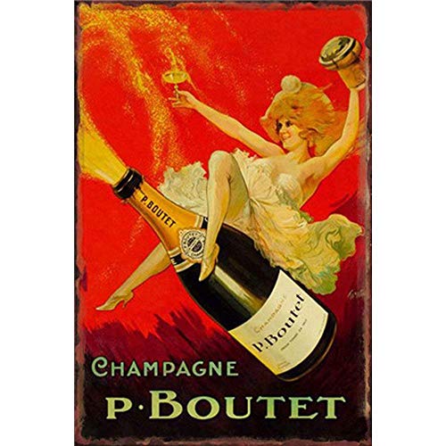 Champagne Affiche Étain Métal Mur Signe Vintage Plaque Rétro Attention Décorative Métallique Panneau pour Café Bar Chambre Hôtels Clubs Parc Cover