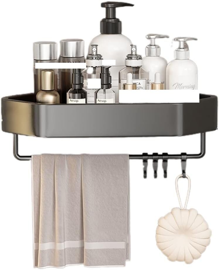 Corner Shower Caddy Bathroom Organiser Bathroom Hooks and Towel bar Aluminum Kitchen Spice Rack for Storage Cosmetics toiletries