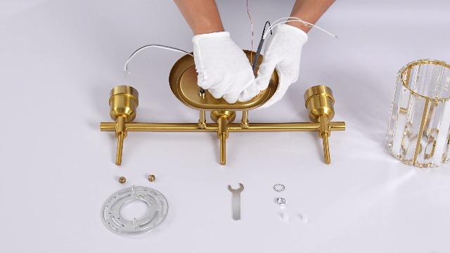 Image of Bathroom Vanity Light, 3-Light Brushed Gold Bathroom Light Fixtures, Modern Wall Sconces with Crystal Clear Shades, Wall Mounted Lamp Over Mirror for Bedroom Living Room