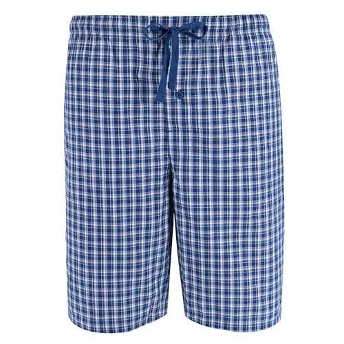 Image of Hanes Men's Big and Tall Woven Cotton Pajama Sleep Shorts (Pack of 2), 5X, Galapagos Blue and Navy