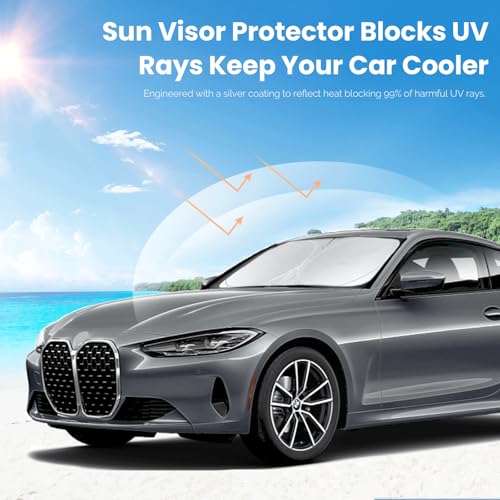 for BMW 4 Series Windshield Sun Shade Sunshade Fit for 2021-2024 2025 BMW 4-Series 2DR Coupe Convertible Sun Visor for M4, 428i 430i 435i 440i Base Sport Front Window Shield Accessories