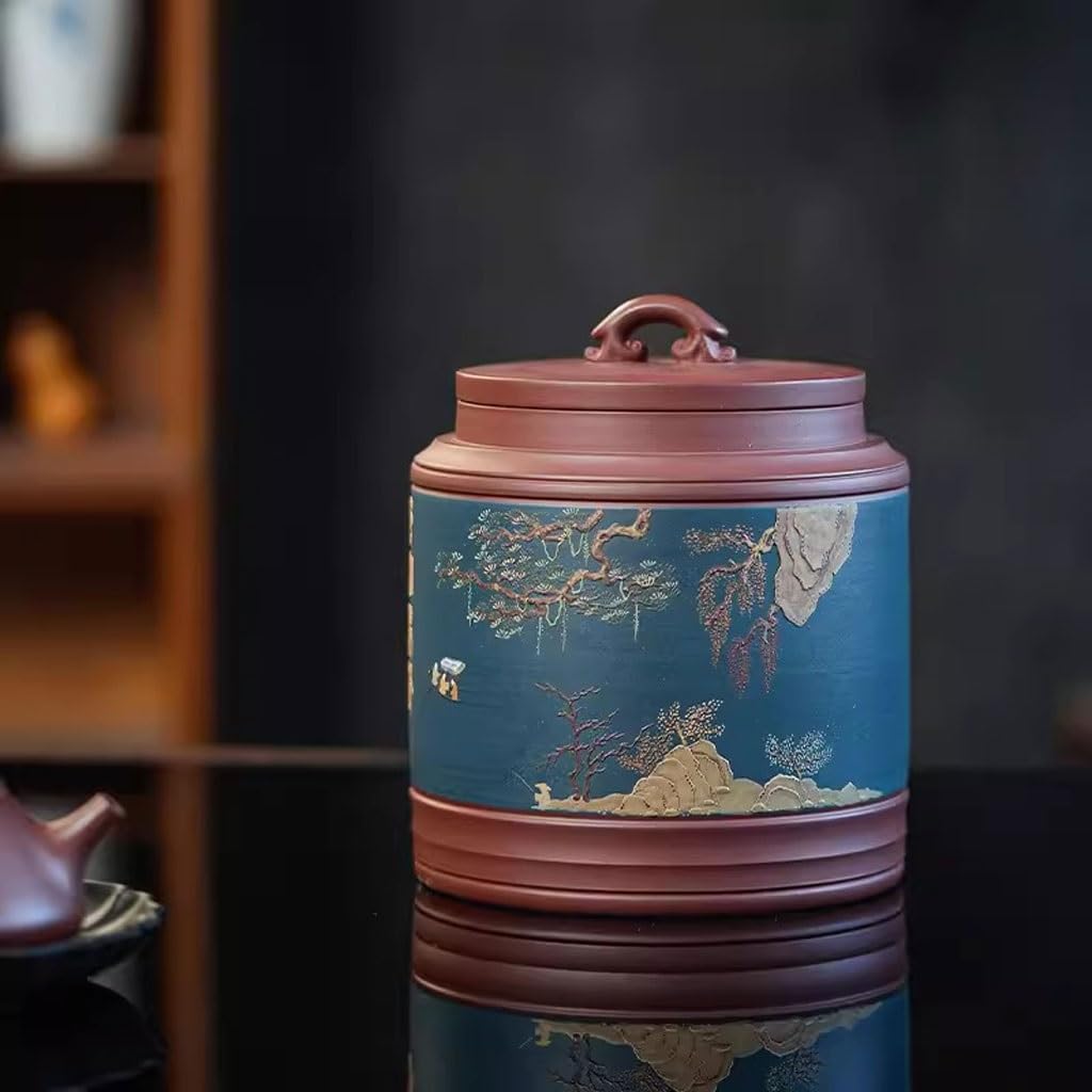 GUERNSEY Organizzatori e Stoccaggio del Tè Lattina da tè dipinta, lattina da tè sigillata in argilla viola, lattina da tè Pu'er da cucina, lattina da tè portatile Contenitori per Tè da Cucina