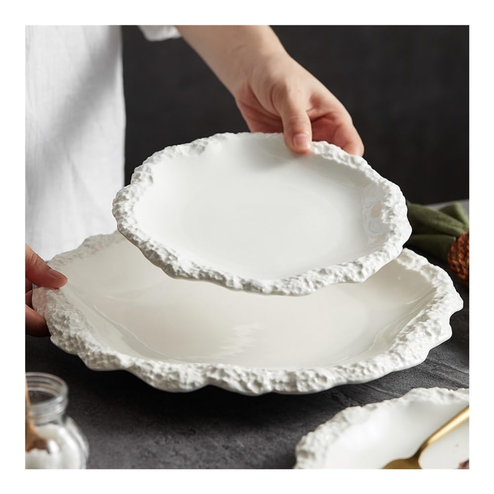 Talerze Obiadowe Talerz z falbanką, talerz warzywny, ceramiczny talerz płaski, talerz płytki, naczynia hotelowe(9.8inch)