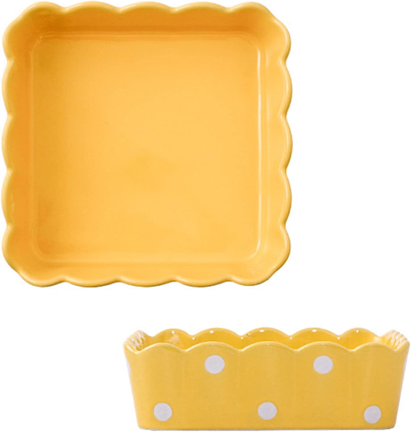 Amazon｜ラザニア ディッシュ ラージ ディープ, スモール スクエア ベーキング ディッシュ 2 個セット, カラフル セラミック パイ パン, ラウンド セラミック パイ プレート