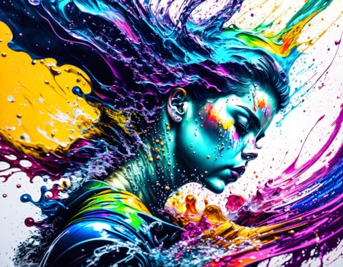Art mural moderne pour salon dynamique affiche graffiti femme 58x90 cm